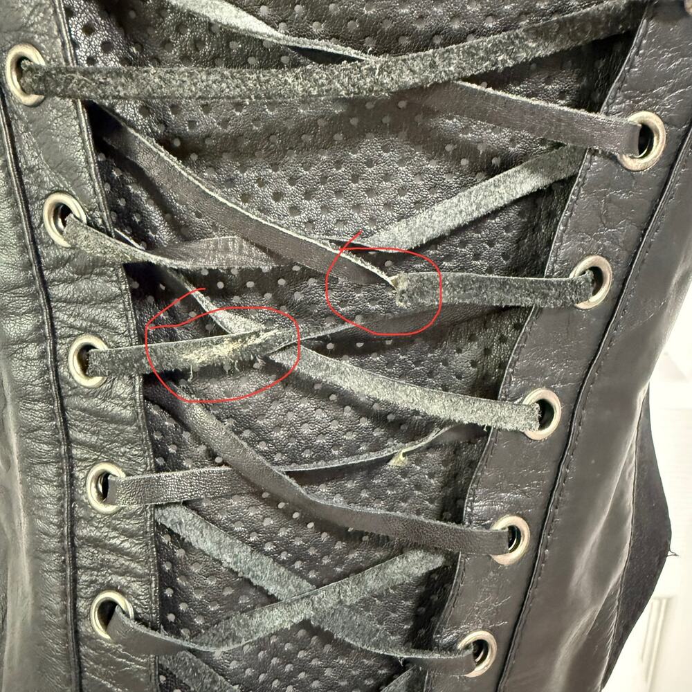 First Genuine Leather Women's Black Lace Up Corset Vest Size Medium - Picture 9 of 12